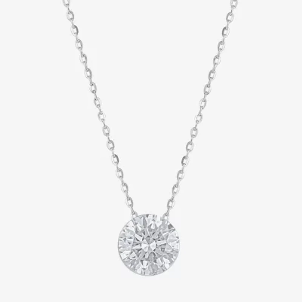Floating Diamonds (F / Vs2) Womens 2 CT. T.W. Lab Grown White Diamond 14K White Gold Round 18 Inch Pendant Necklace