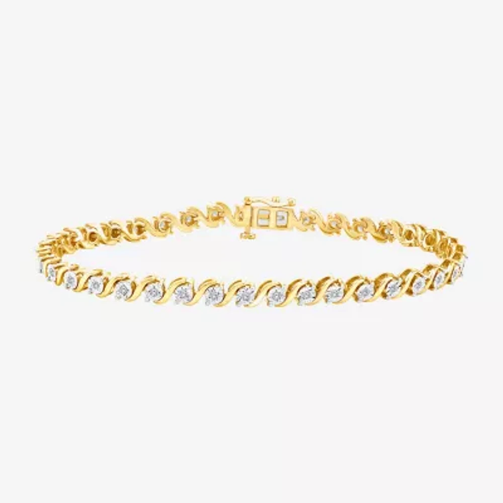 (I / I1) Womens 1/2 CT. T.W. Lab Grown White Diamond 14K Gold Over Silver Sterling Silver 8 Inch Tennis Bracelet
