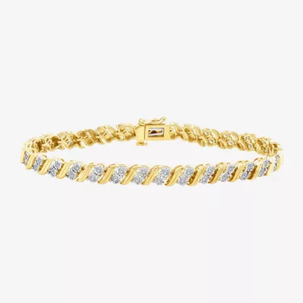 Womens 1 1/10 CT. T.W. Lab Grown White Diamond 14K Gold Over Silver Sterling Silver 8 Inch Tennis Bracelet