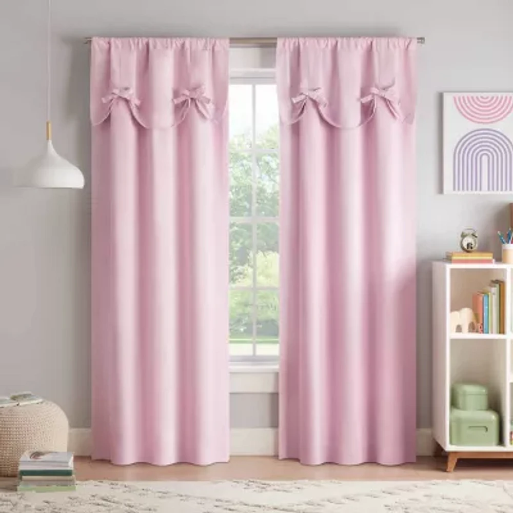 Eclipse Kids Bow Rod Pocket Blackout Single Curtain Panel
