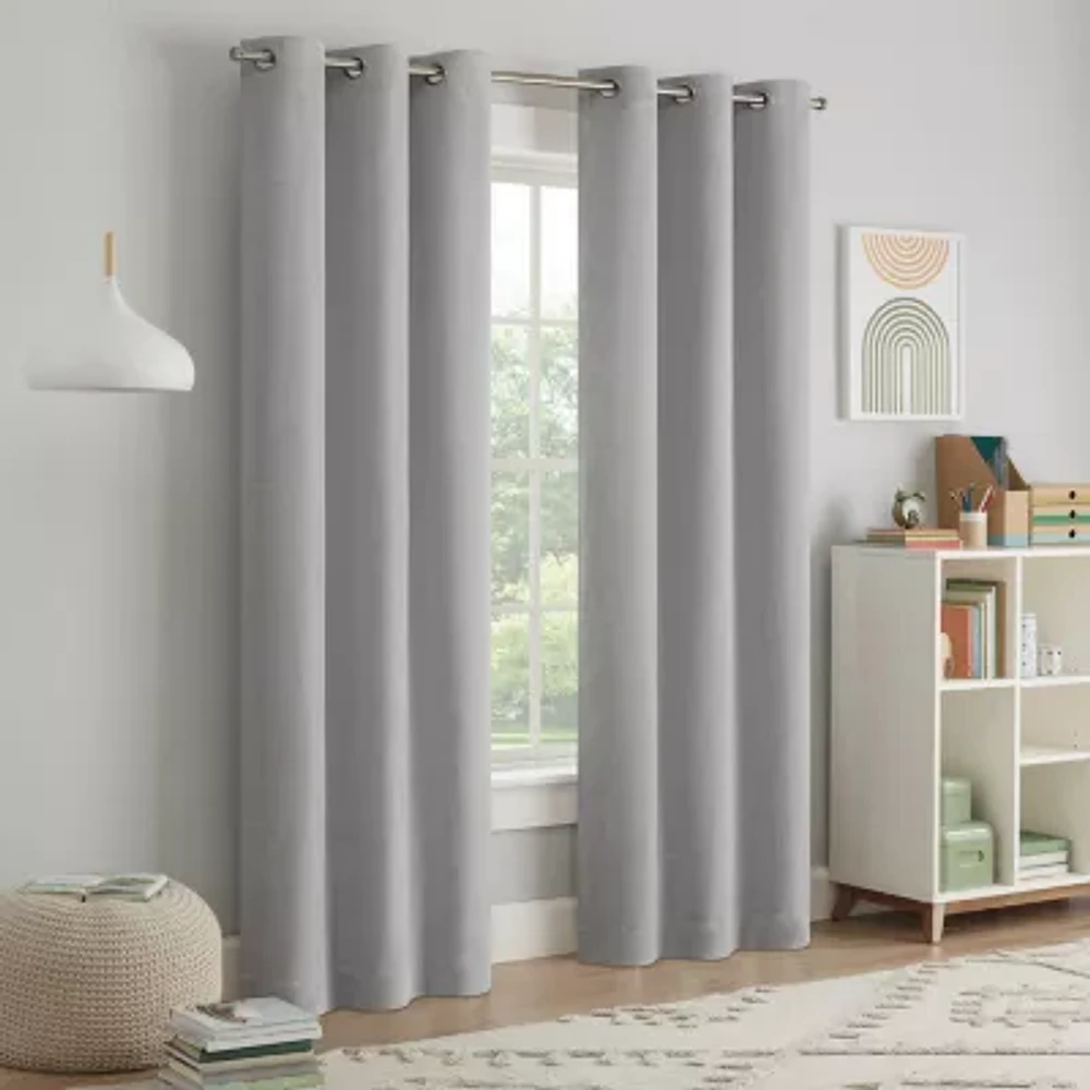 Eclipse Kids Chambray Grommet Top Blackout Single Curtain Panel
