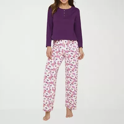 Ilusion Womens Crew Neck Long Sleeve 2-pc. Pajama Sets