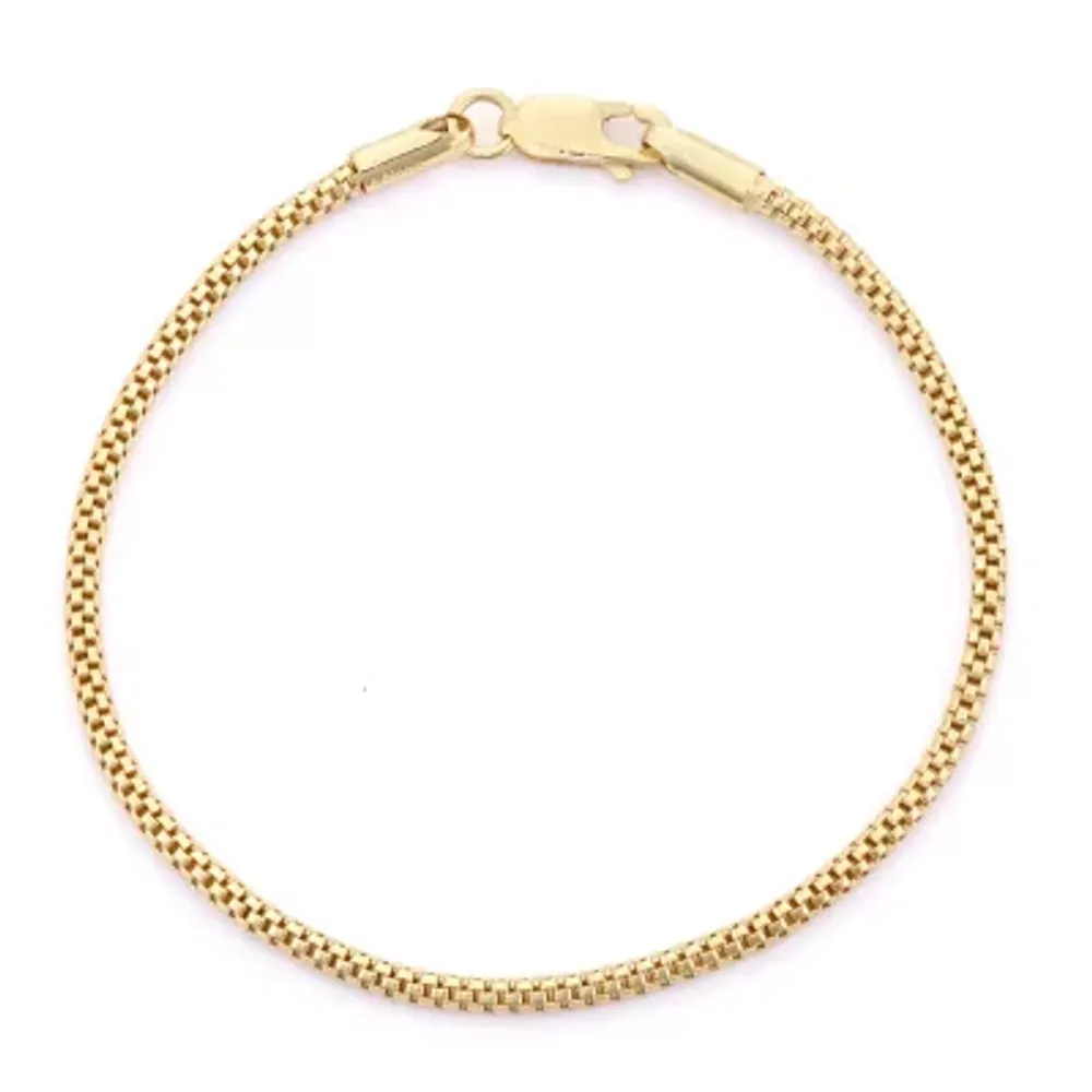 Unisex Adult 14K Gold Over Silver 7.25 Inch Solid Link Chain Bracelet