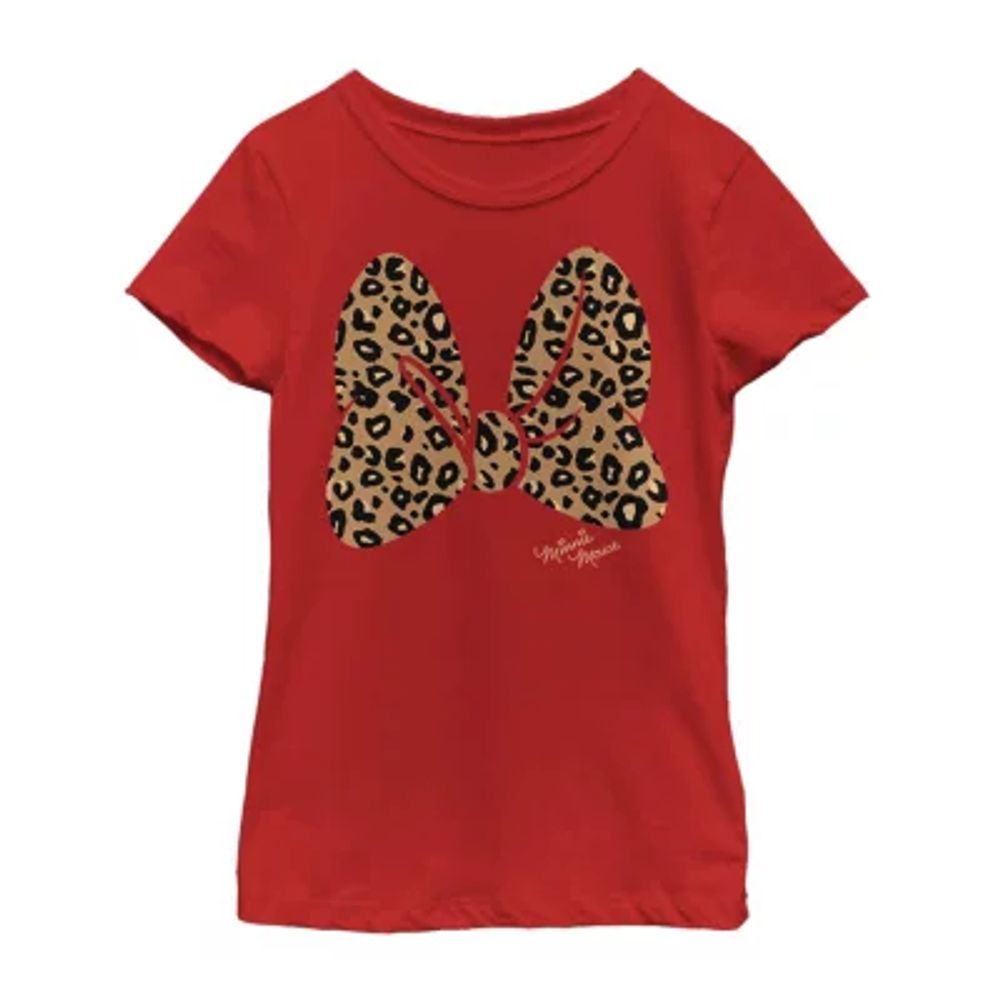 Disney Little & Big Kid Girls Crew Neck Short Sleeve Regular Fit Minnie Mouse Graphic T-Shirt