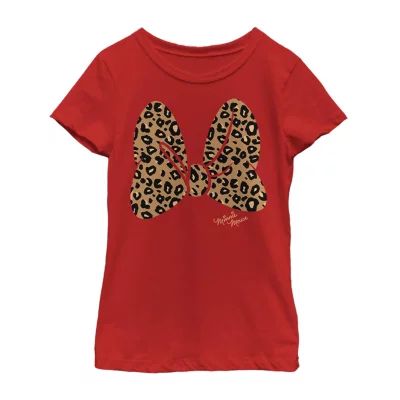 Disney Little & Big Kid Girls Crew Neck Short Sleeve Regular Fit Minnie Mouse Graphic T-Shirt
