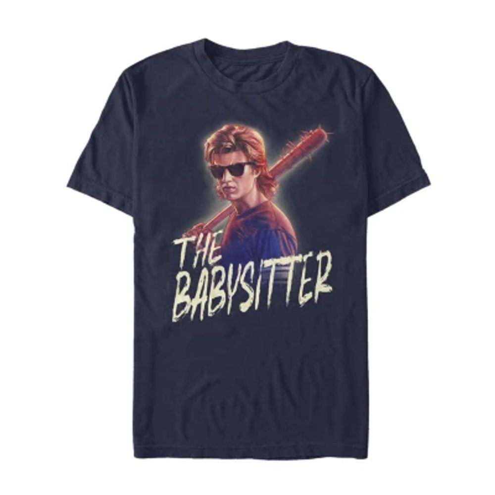 Mens Crew Neck Short Sleeve Classic Fit Stranger Things Graphic T-Shirt