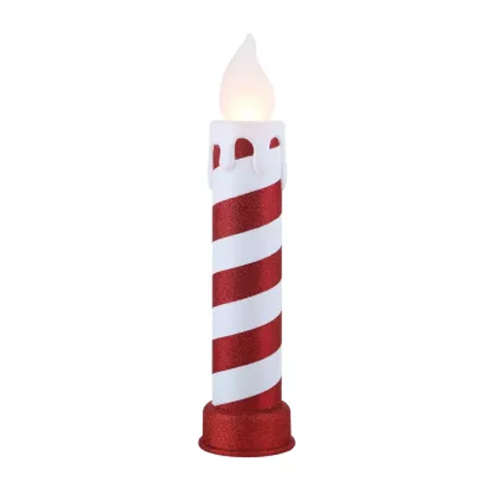 Mr. Christmas 24" LED Red And White Striped Blow Mold Candle