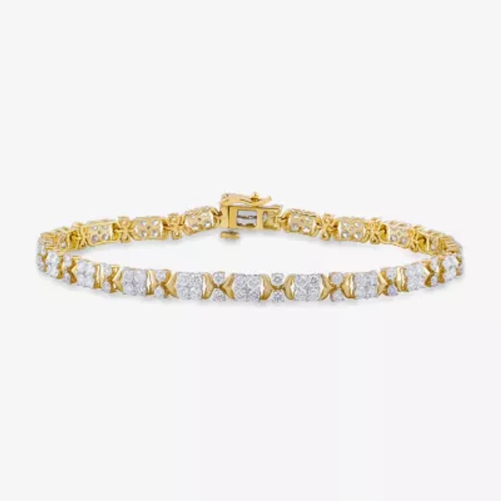 Womens 4 CT. T.W. Natural White Diamond 10K Gold Tennis Bracelet