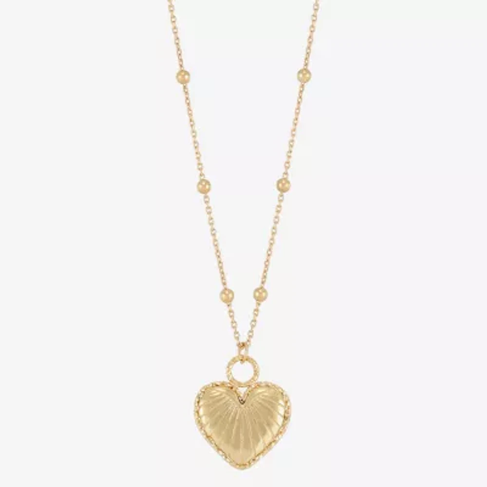 Mia Oro Womens 14K Gold Heart 18 Inch Pendant Necklace