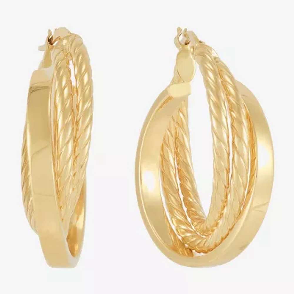 Mia Oro Womens 14K Gold 30mm Round Hoop Earrings
