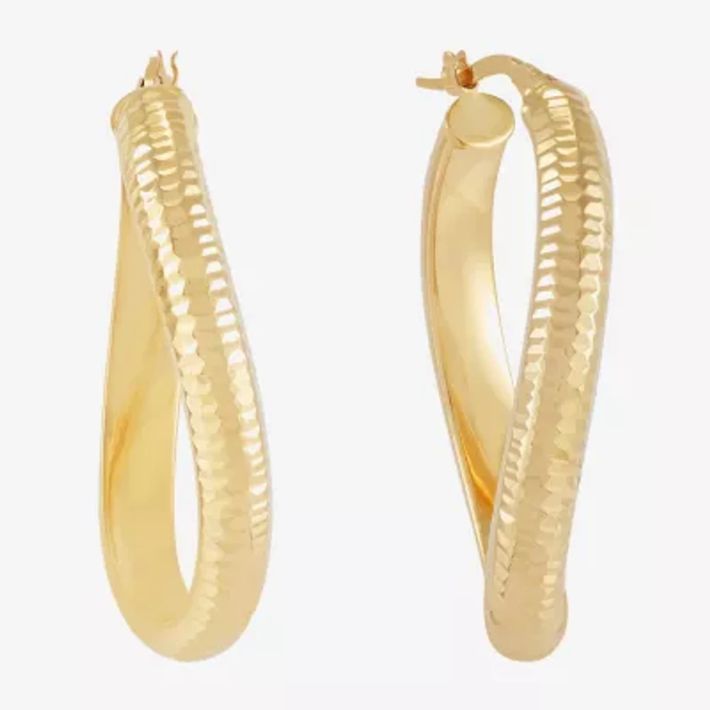 Mia Oro Womens 14K Gold 28mm Round Hoop Earrings
