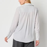 Worthington Womens Long Sleeve Cuffed Button-Down Shirt