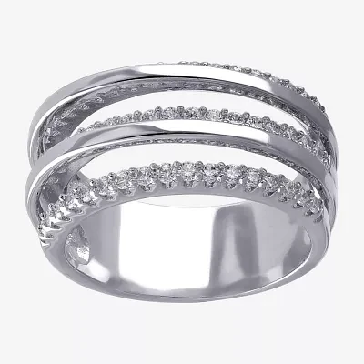 Sparkle Allure Womens Cubic Zirconia Pure Silver Over Brass Band