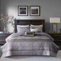 Madison Park Melody 6-Pc Reversible Jacquard Quilt Set With Throw Pillows