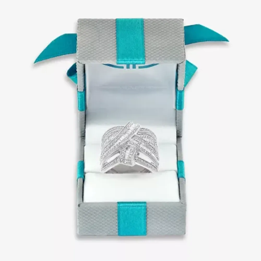 Effy Womens 7/8 CT. T.W. Natural Diamond 14K White Gold Crossover Band