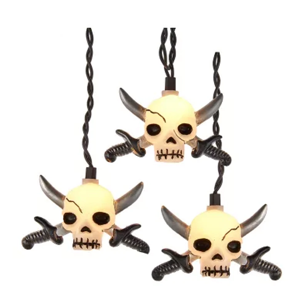 Kurt Adler UL 10-Light Skull with Silver Sword Light Set