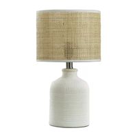 Stylecraft 22" Textured Ceramic With Rattan Hardback Shade Table Lamp