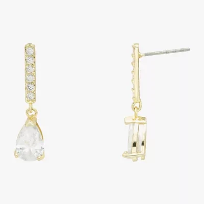 Sparkle Allure Womens Cubic Zirconia 14K Gold Over Brass Drop Earrings
