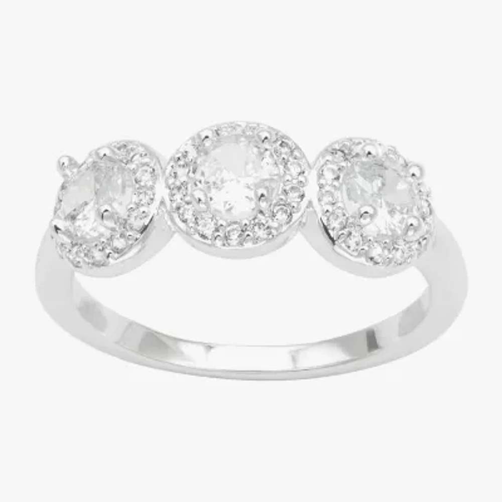 Sparkle Allure Triple Womens Cubic Zirconia Pure Silver Over Brass Round Band