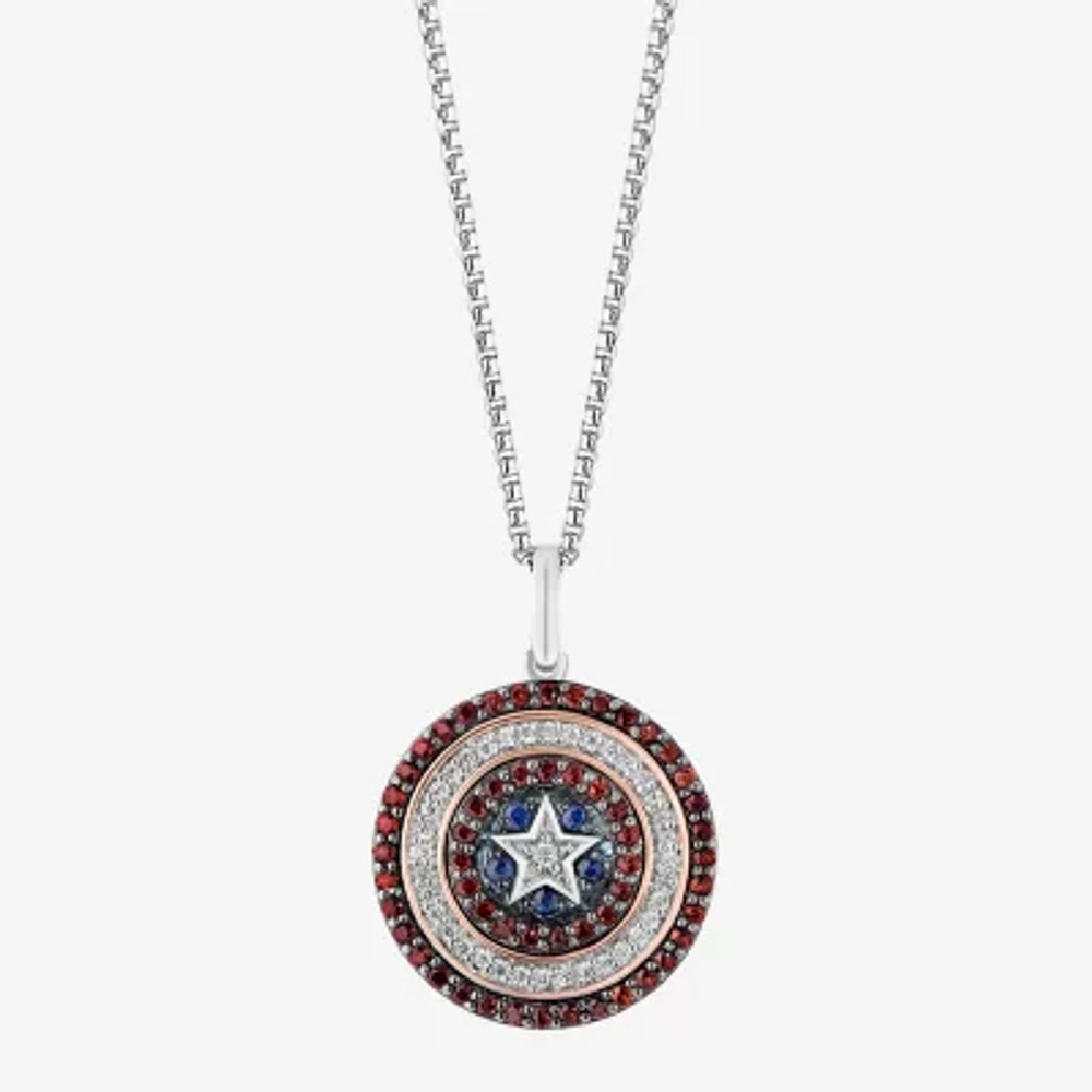Marvel Fine Jewelry Shield Womens 1/8 CT. T.W. Genuine Red Garnet 14K Rose Gold Over Silver Sterling Silver 18 Inch Pendant Necklace