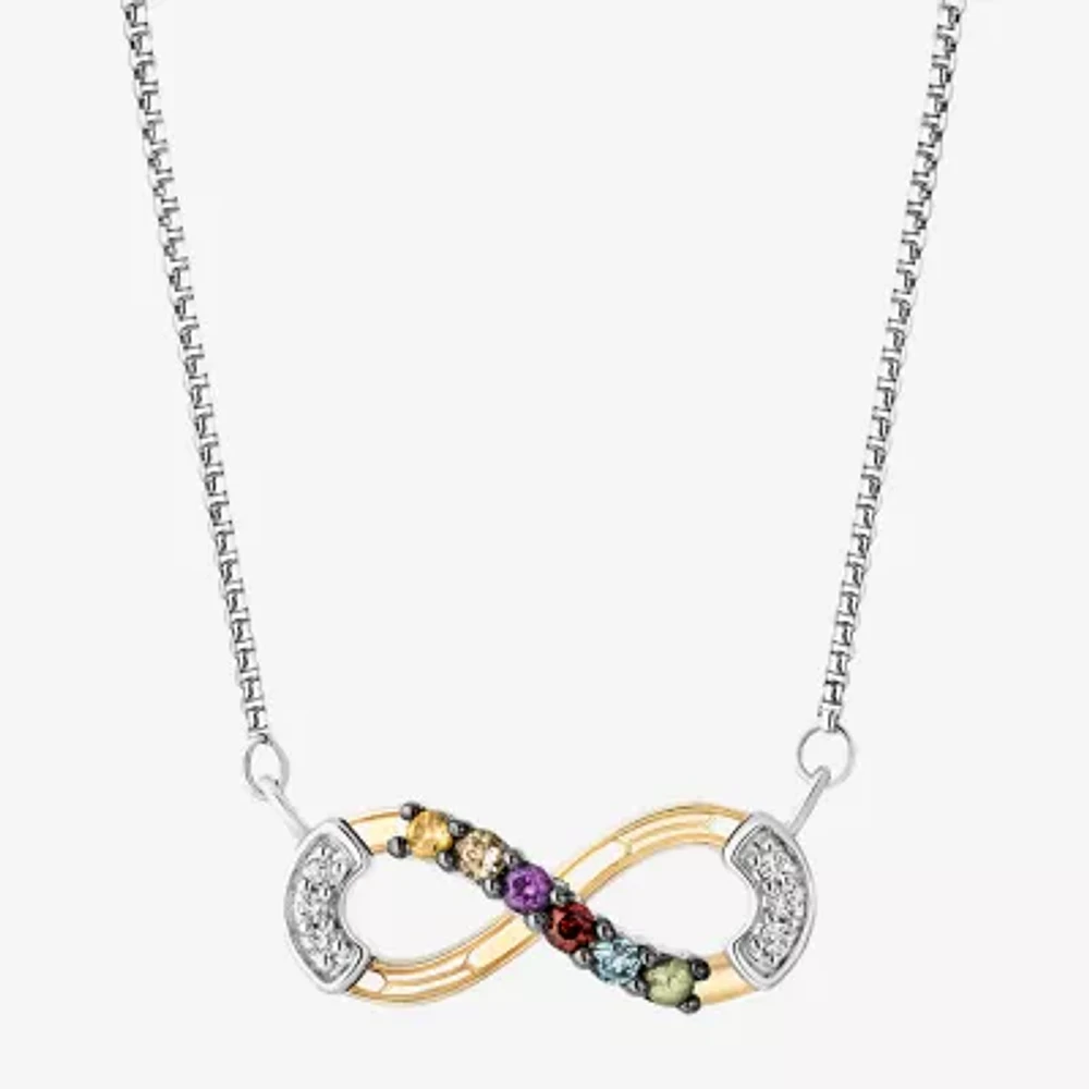 Marvel Fine Jewelry Infinity Stones Womens Diamond Accent Genuine Multi Color 14K Two Tone Gold Over Silver Infinity 17 1/4 Inch Pendant Necklace
