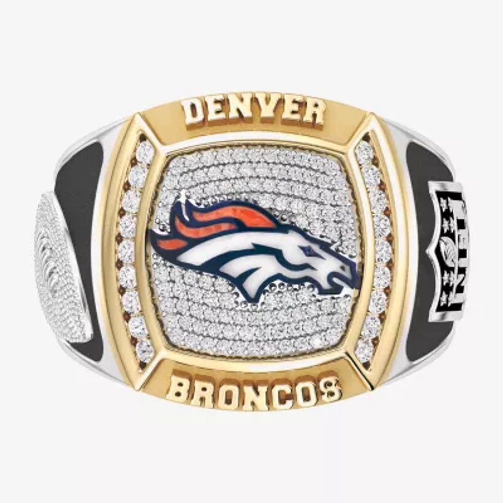 True Fans Fine Jewelry Denver Broncos Mens 1/2 CT. Natural White Diamond 10K Two Tone Gold Fashion Ring