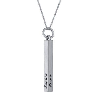Personalized Rectangle Block Pendant Necklace