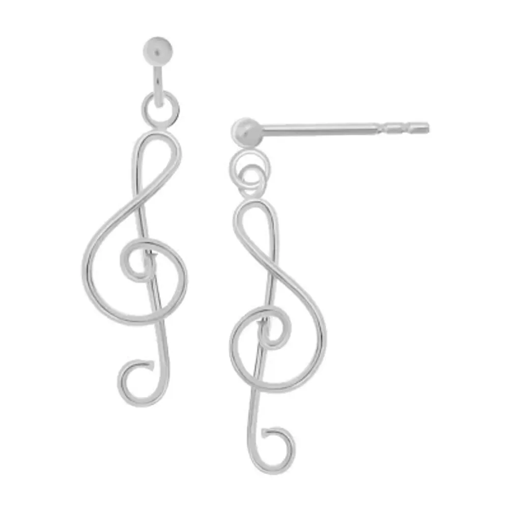 Silver Treasures Music Note Womens Sterling Silver Hypoallergenic Drop Earrings