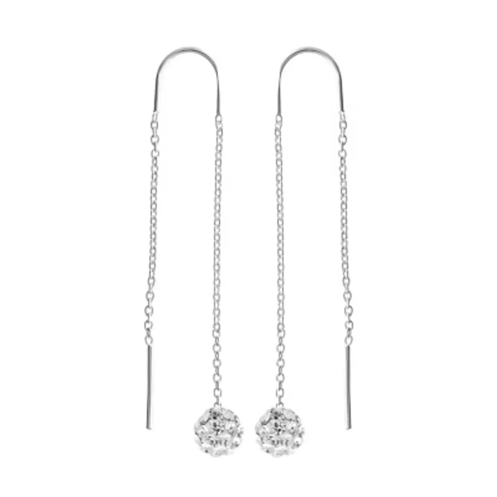 Silver Treasures Womens Multi Color Crystal Sterling Silver Hypoallergenic Drop Earrings