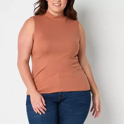 a.n.a Womens Mock Neck Sleeveless Plus Tank Top