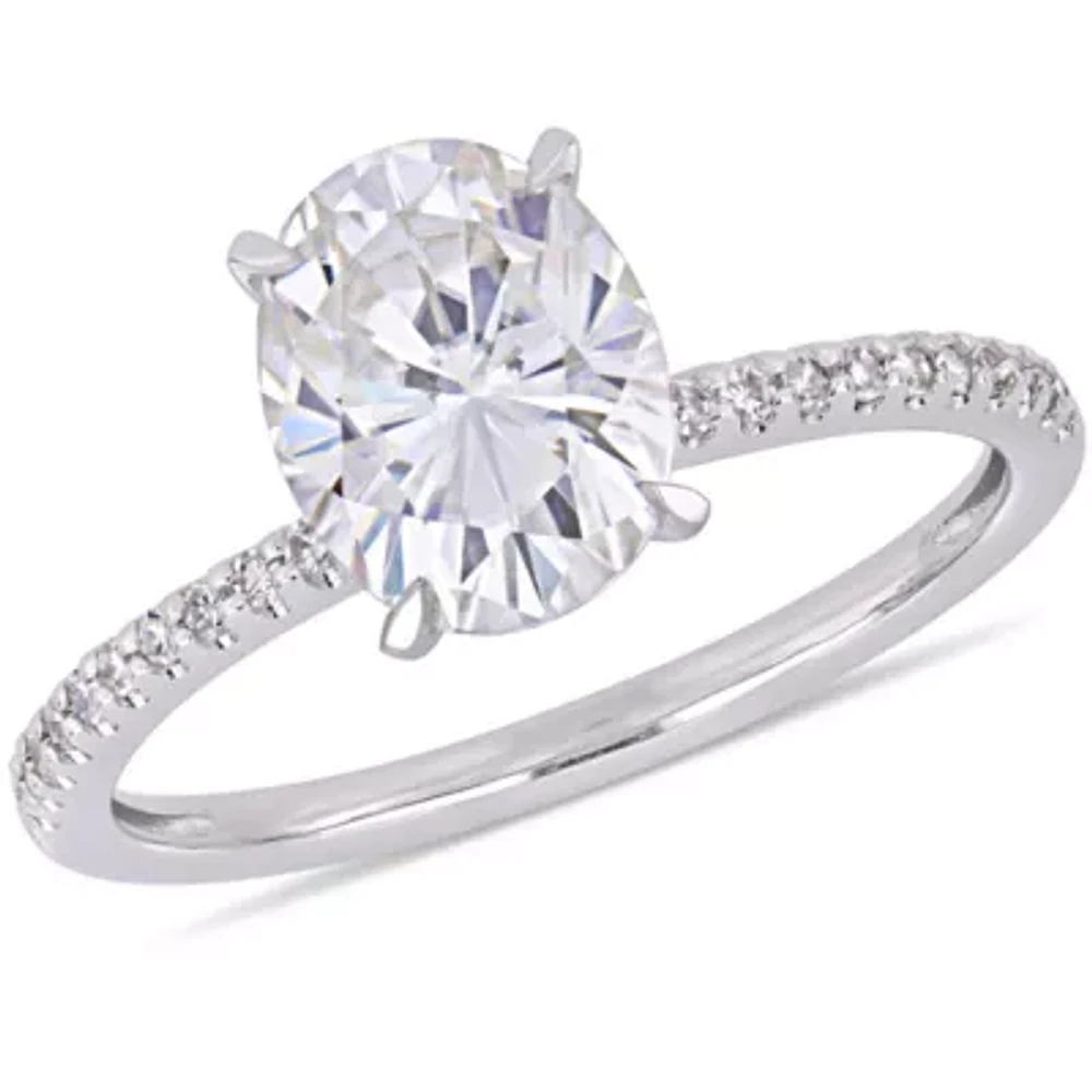 Womens 1/10 CT. T.W. White Moissanite 14K Gold Engagement Ring