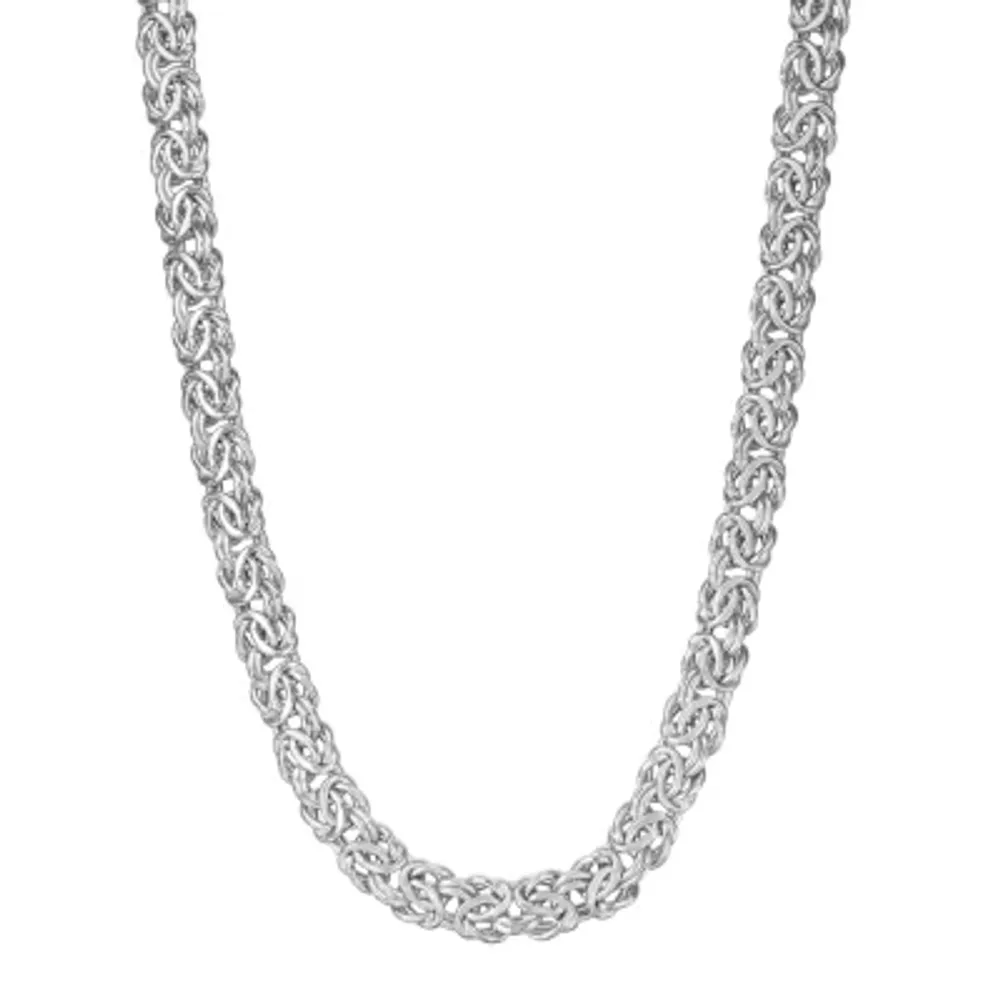 Mens 14K White Gold 20 Inch Byzantine Chain Necklace