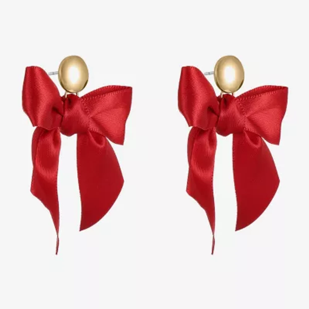 Bijoux Bar Gold Tone Womens Bow Hypoallergenic Drop Earrings