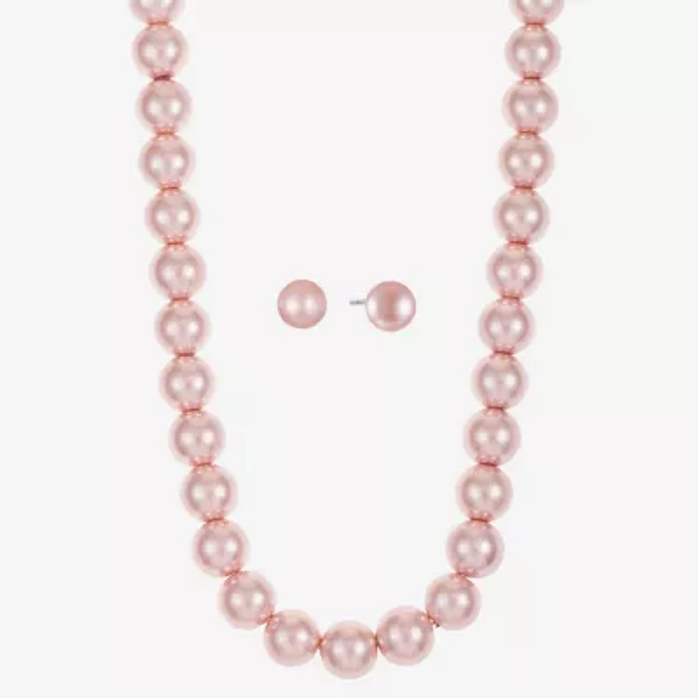 Monet Jewelry Timeless Collar Necklace And Stud Earring Womens Simulated Pearl 2-pc. Jewelry Set