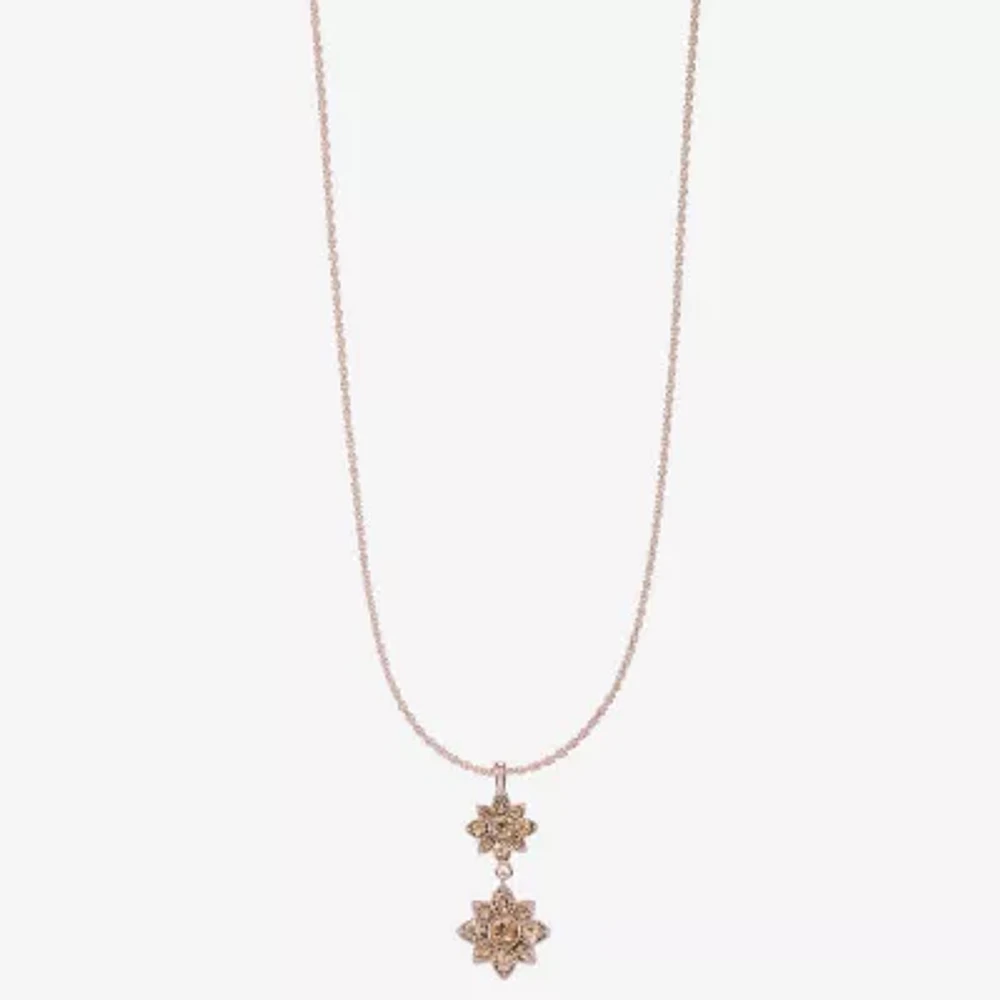 Monet Jewelry Rose Gold Womens Pink Glass Flower 17 Inch Pendant Necklace