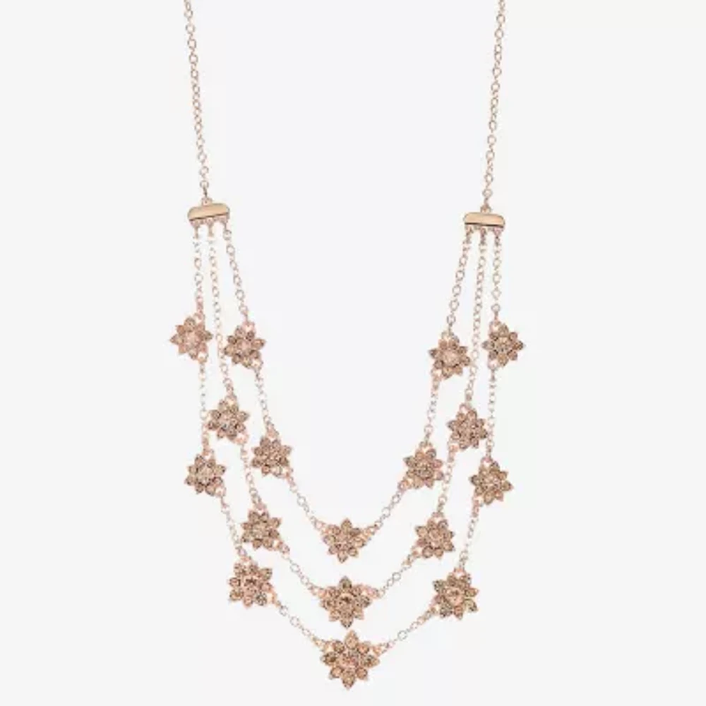 Monet Jewelry Rose Gold Layered Womens Pink Glass 22 Inch Strand Necklace