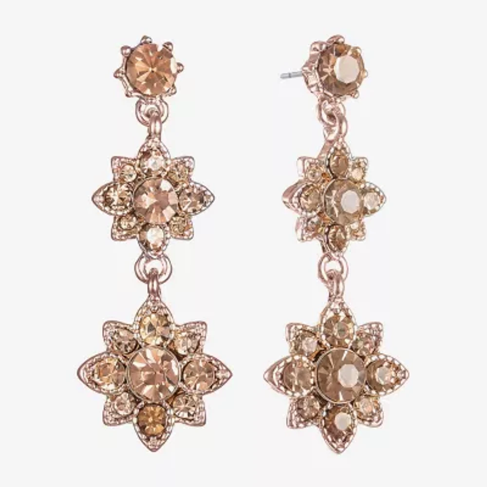 Monet Jewelry Rose Gold Womens Pink Glass Flower Hypoallergenic Drop Earrings