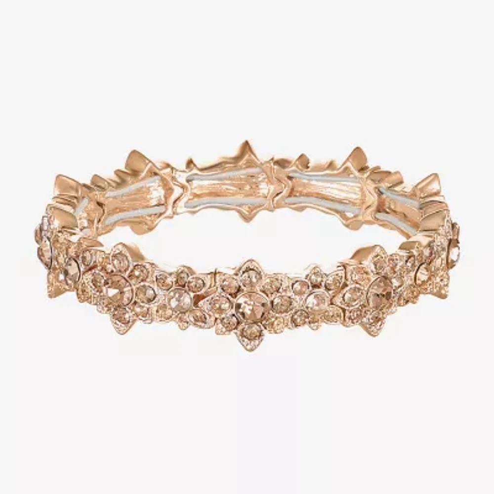 Monet Jewelry Rose Gold Womens Pink Glass Flower Stretch Bracelet