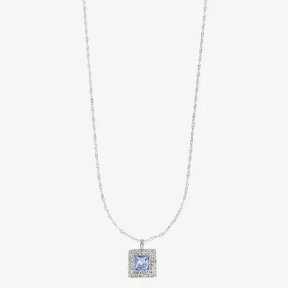 Monet Jewelry Womens Pink Glass Square 17 Inch Pendant Necklace