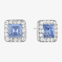 Monet Jewelry Pink Glass 10.5mm Square Stud Earrings