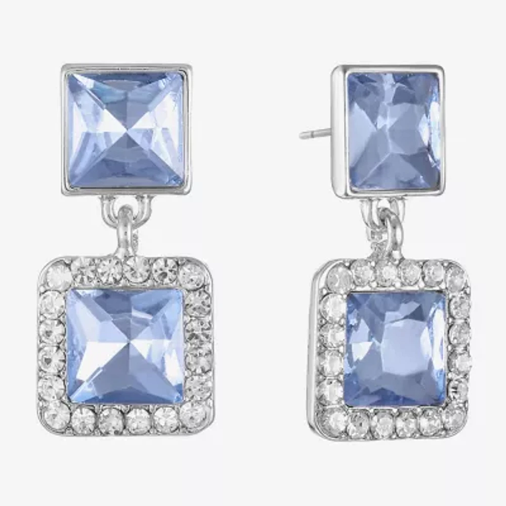 Monet Jewelry Double Womens Pink Glass Square Hypoallergenic Drop Earrings