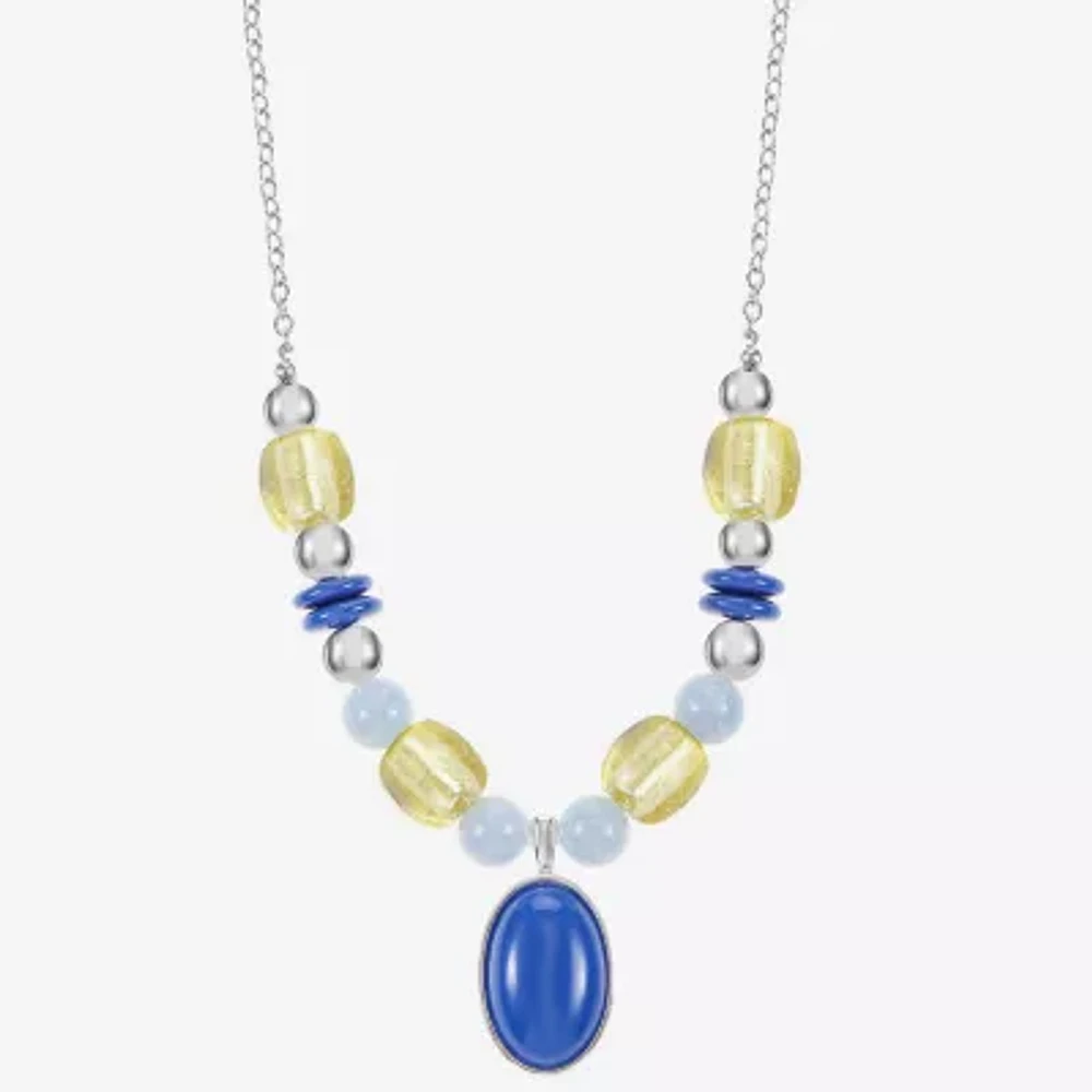 Liz Claiborne Womens Blue 18 Inch Pendant Necklace