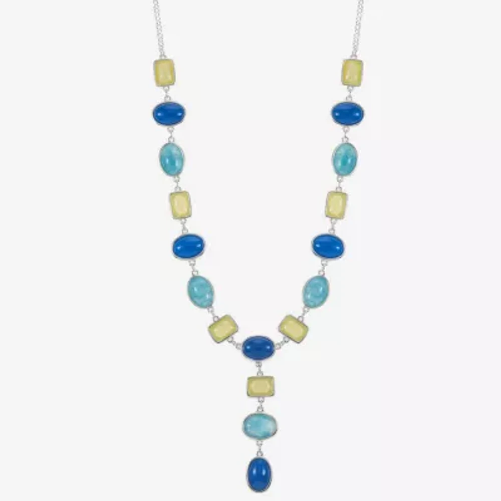 Liz Claiborne Womens Blue 18 Inch Y Necklace