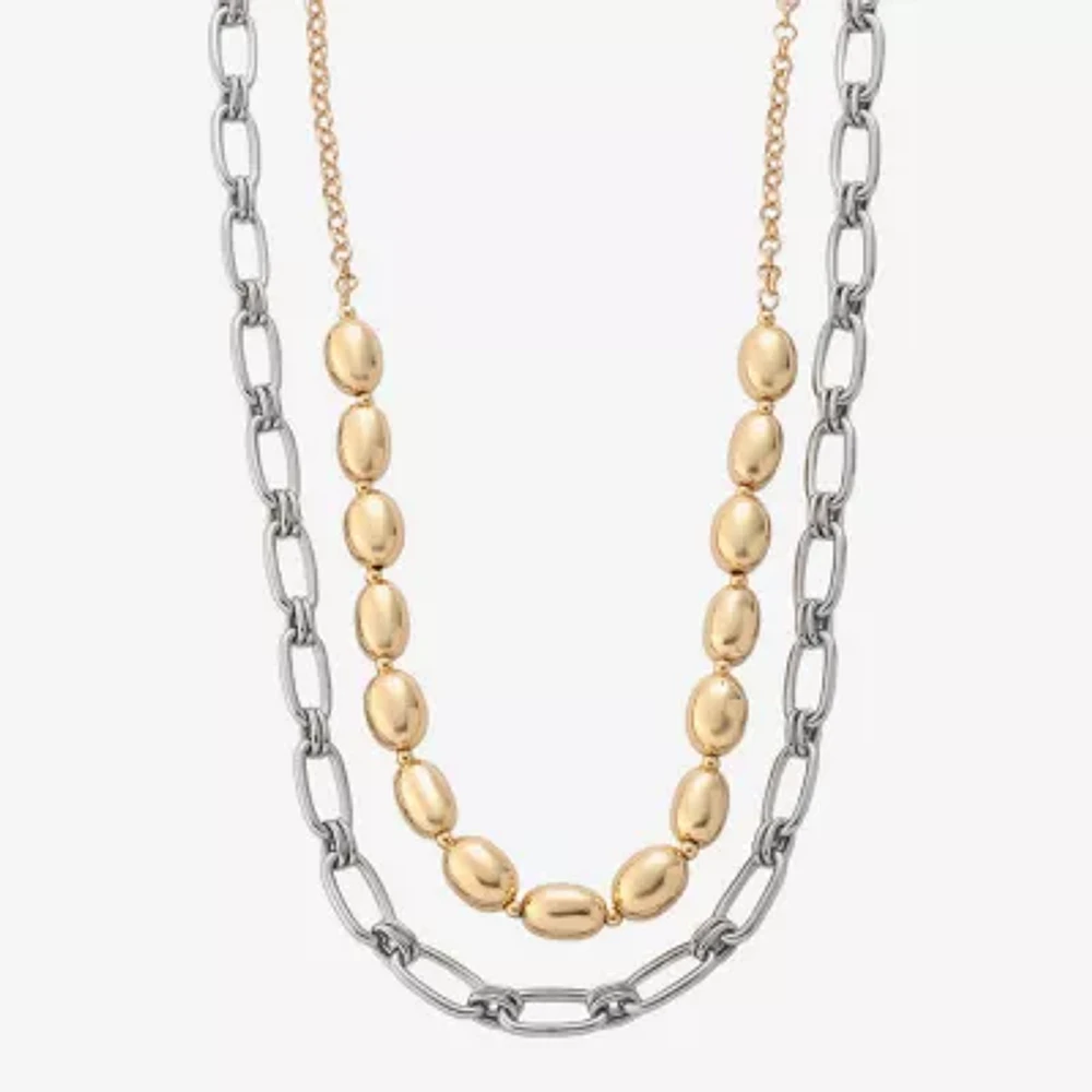 Liz Claiborne Two Tone Layered Womens 17 Inch Strand Necklace