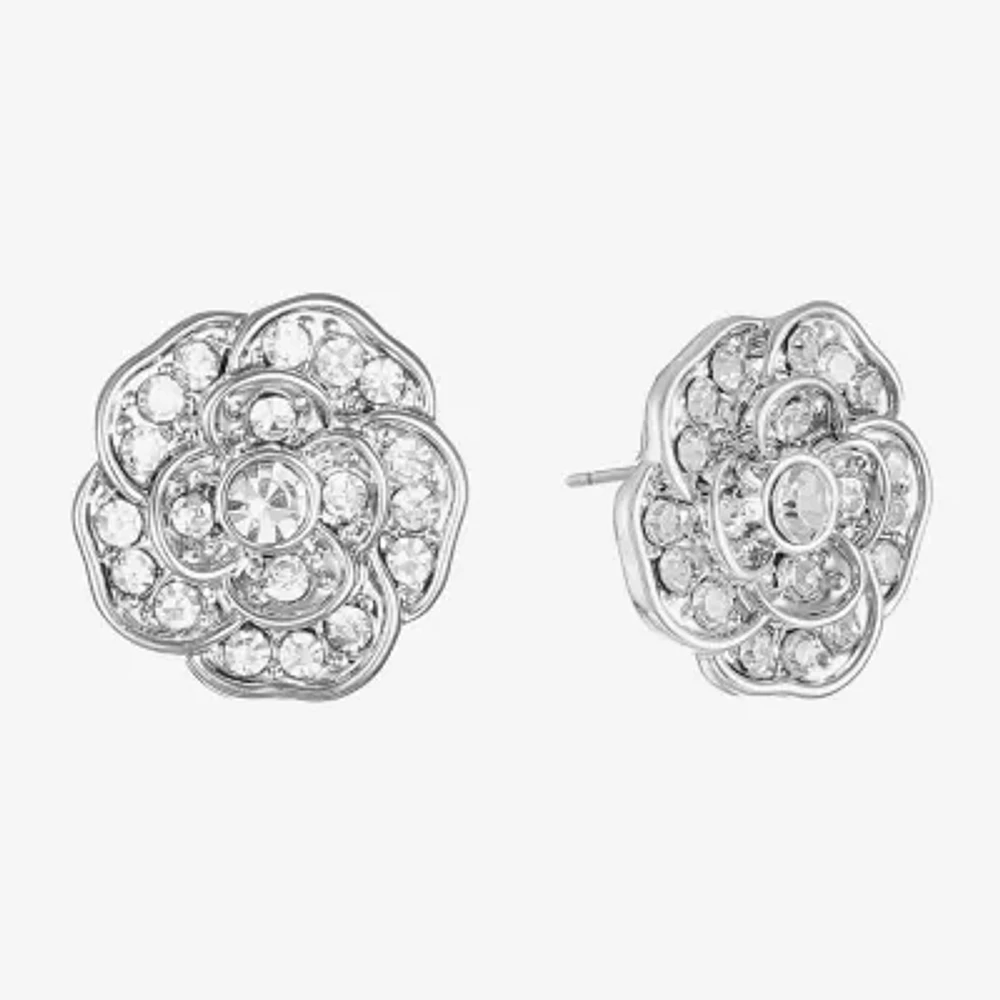 Monet Jewelry Timeless Rose Glass 15mm Flower Stud Earrings