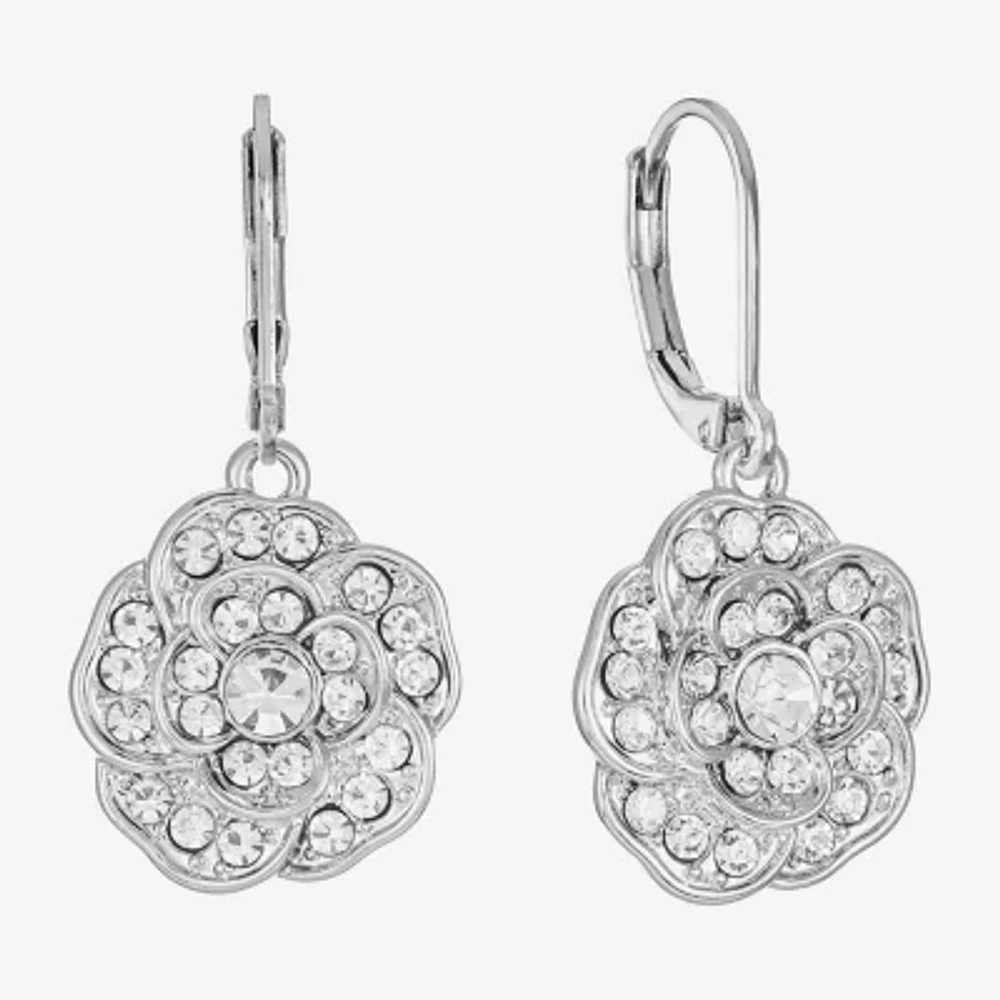 Monet Jewelry Timeless Rose Womens Glass Flower Drop Earrings