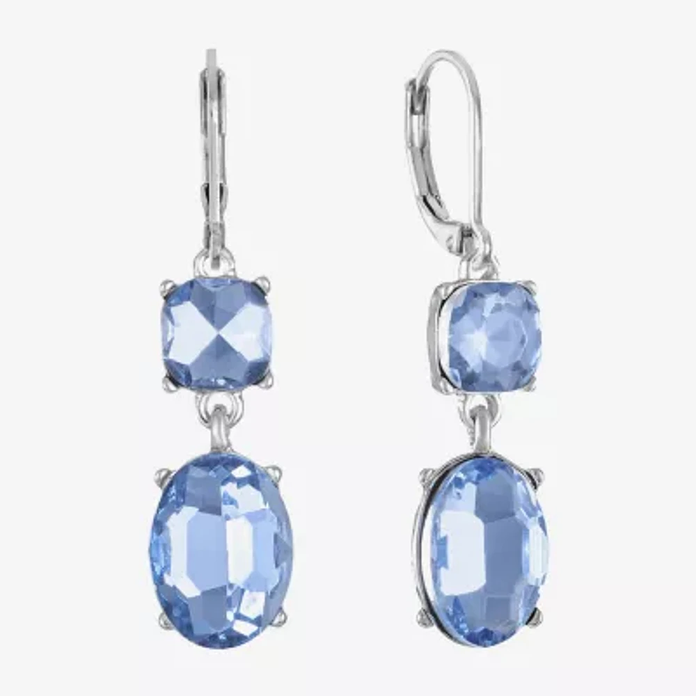 Monet Jewelry Double Womens Glass Oval Cushion Drop Earrings