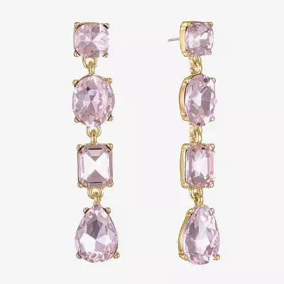 Monet Jewelry Gold Tone Linear Womens Glass Oval Hypoallergenic Drop Earrings