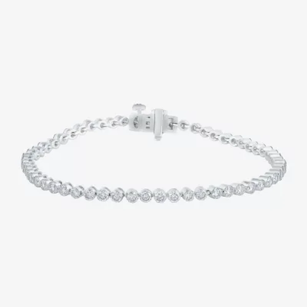 Floating Diamonds (F / Vs2) Womens 5 CT. T.W. Lab Grown White Diamond 14K White Gold 7.25 Inch Tennis Bracelet