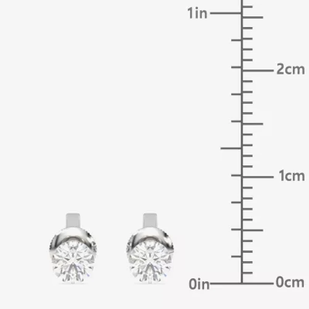 Floating Diamonds (F / Vs2) 1/2 CT. T.W. Lab Grown White Diamond 14K White Gold 4.2mm Round Stud Earrings